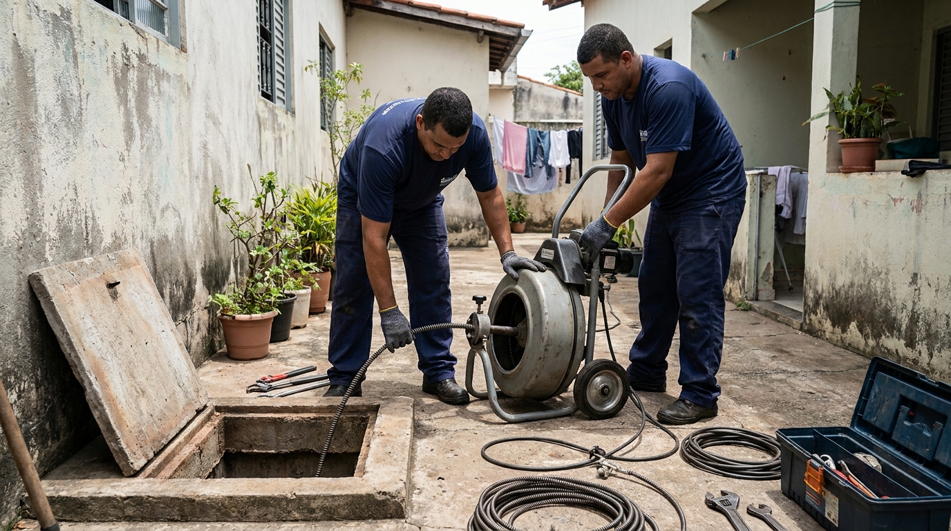 Desentupimento de Coluna Sanitária no Conjunto Primavera, Goiânia‑GO