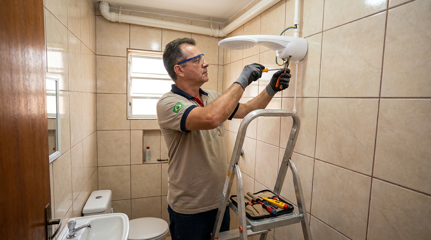 Substituição de Chuveiro Antigo no Conjunto Primavera, Goiânia‑GO